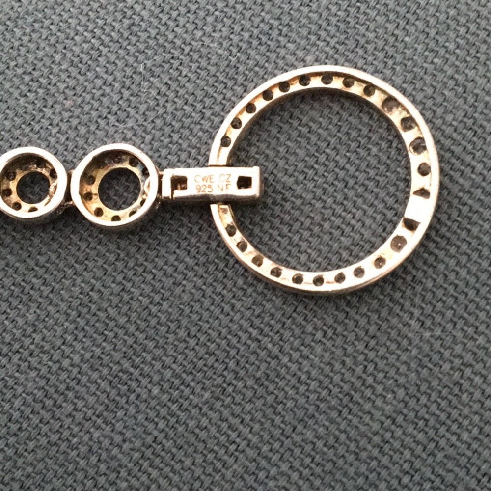 Sterling Silver Crystal Dangle Circle Earrings - image 3